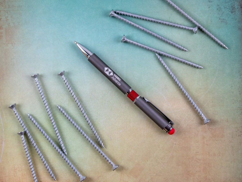 Farella Bronze Stylus metal pen surrounded by screws